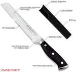 Load image into Gallery viewer, AVACRAFT Bread Knife, High Carbon German 1.4116 Stainless Steel Serrated Knife, Ergonomic Wood Handle, Razor Sharp, 8 inch with Custom Storage Cover
