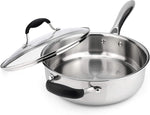 Load image into Gallery viewer, AVACRAFT 18/10 Tri-Ply Stainless Steel Saute Pan with Lid, Stay Cool Handle and Helper Handle (3.5 Quarts)
