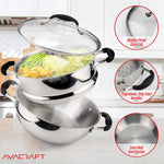 Load image into Gallery viewer, AVACRAFT 18/10, 3 Piece Stainless Steel Steamer Cooking Pot Set
