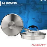 Load image into Gallery viewer, AVACRAFT Stainless Steel Saucepan with Glass Strainer Lid, Two Side Spouts for Easy Pour with Ergonomic Handle (Five-Ply Capsule Bottom, 3.5 Quart)
