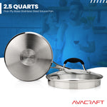 Load image into Gallery viewer, AVACRAFT Stainless Steel Saucepan with Glass Strainer Lid, Two Side Spouts for Easy Pour with Ergonomic Handle (Five-Ply Capsule Bottom, 2.5 Quart)
