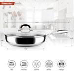 Load image into Gallery viewer, AVACRAFT 18/10 Stainless Steel Frying Pan with Lid and Side Spouts (Tri-Ply Full Body, 12 Inch)
