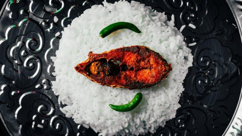 Buffalo Salmon Steak with Fluffy Rice