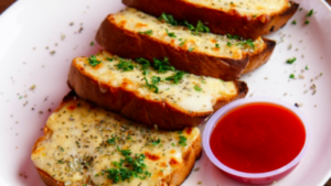 Cheesy Toasted Bread with Tomato Sauce
