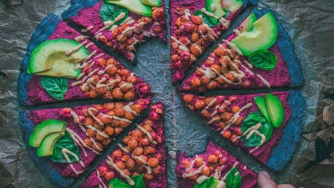 Socca Pizza with Purple Hummus