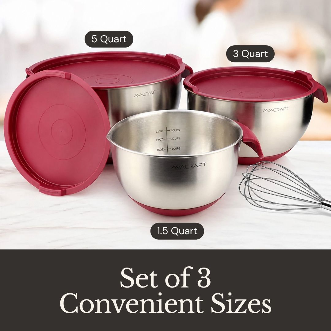 GripMix™ Stainless Steel Mixing Bowl Set – AVACRAFT