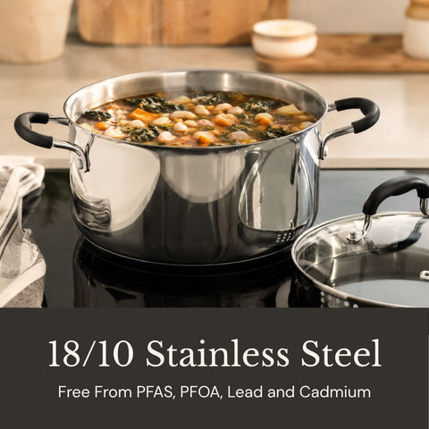 AVACRAFT Signature Stainless Steel 6 QT Stockpot with Strainer Lid (5-Ply)