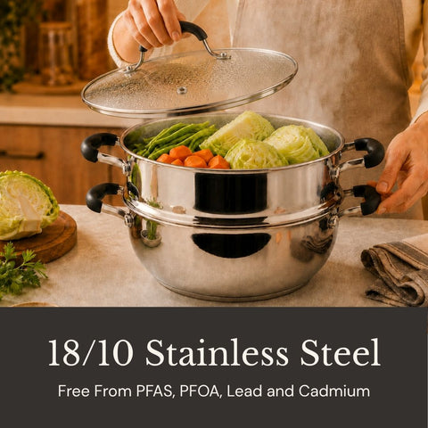 AVACRAFT Signature Stainless Steel Steamer Cooking Pot Set (5-Ply)