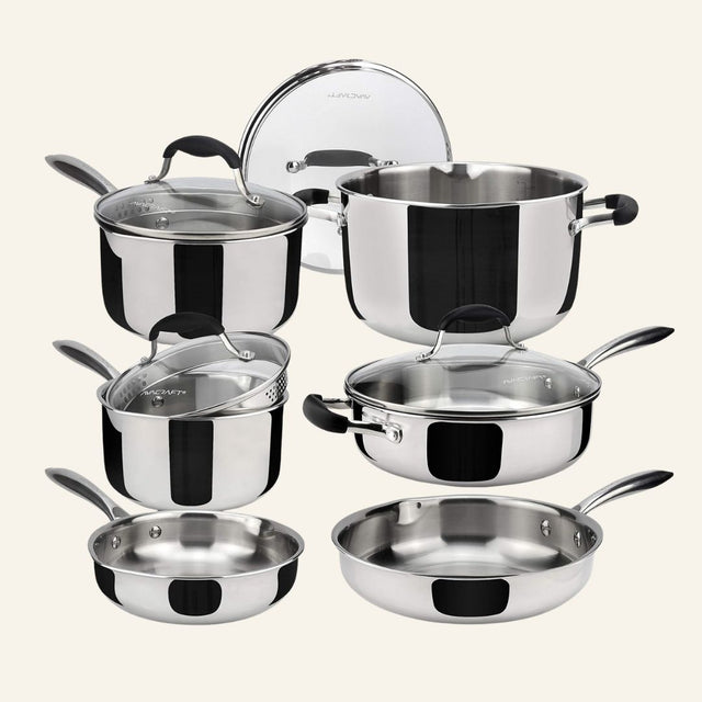 AVACRAFT 18/10 Stainless Steel Premium Multiclad Pots and Pans Set, 10 ...