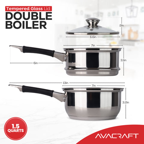 AVACRAFT Signature Double Boiler Saucepan with Lid