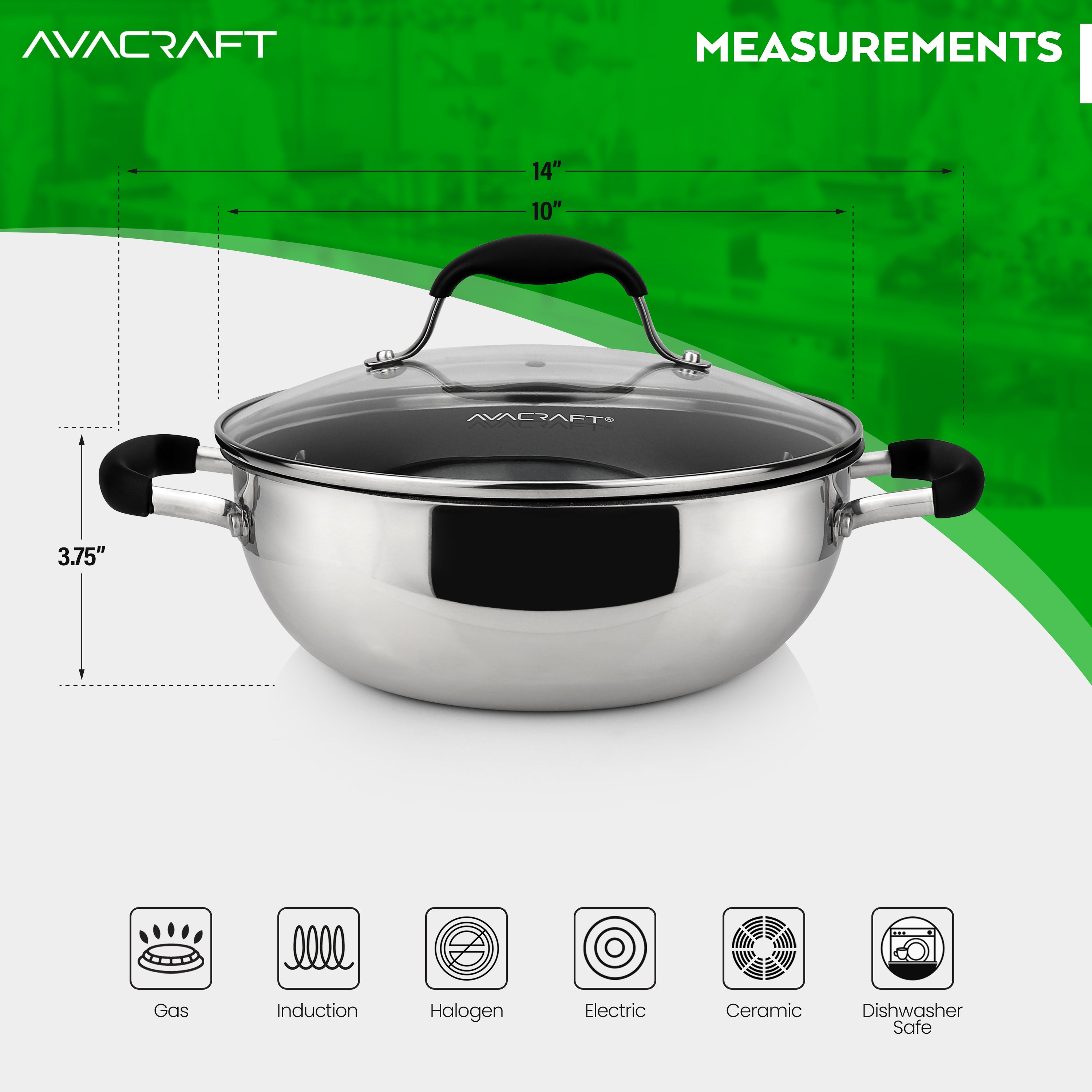 AVACRAFT Premium Ceramic Non Stick Cookware Set, 100% PFOA, PTFE Toxin  Free, Best Nonstick Pots and Pans Set, Multi-Ply Body Ceramic Pan Set,  10-Piece