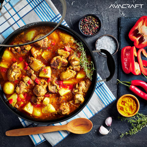 AVACRAFT 9 inch Nonstick Everyday Pan, Ceramic Multiclad Stainless Steel, 100% PTFE, PFOA Free, Ceramic Chef's Pan with Glass Lid, Kadai in Pots and Pans, 9 inch Everyday Pan