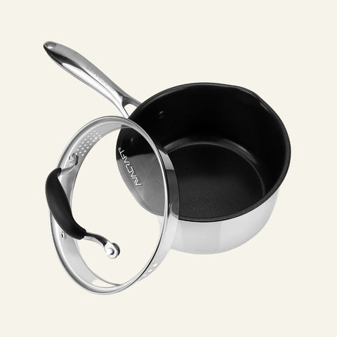 Nonstick Saucepan with Glass Strainer Lid