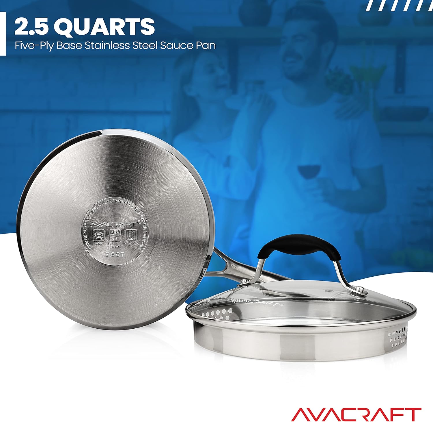 Five-Ply Stainless Steel Saucepan - Thumbnail 5
