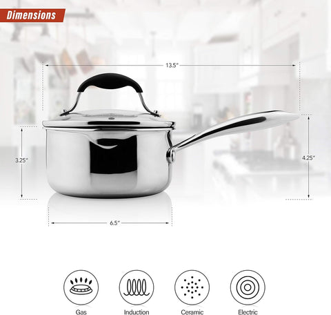 Tri-Ply Stainless Steel Saucepan