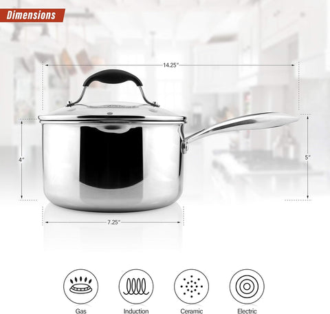 Tri-Ply Stainless Steel Saucepan