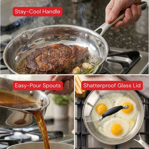 Essential Stainless Steel Frying Pan (Tri-Ply )