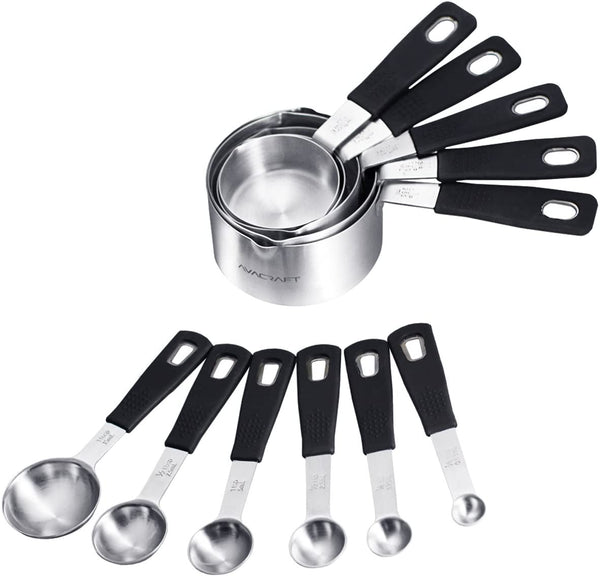 American Metalcraft 9-Piece Stainless Steel Measuring Cup Set with Wire  Handles