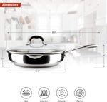Load image into Gallery viewer, AVACRAFT 18/10 Stainless Steel Frying Pan with Lid and Side Spouts (Five-Ply Capsule Bottom, 12 Inch)
