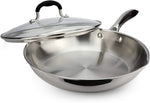 Load image into Gallery viewer, AVACRAFT 18/10 Tri-Ply Stainless Steel Frying Pan with Lid, Side Spouts, Stay Cool Handle (Tri-Ply Full Body, 10 Inch)
