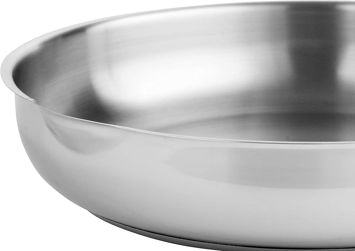 AVACRAFT 18/10 Tri-Ply Stainless Steel Frying Pan with LID. Side Spouts. Stay Co