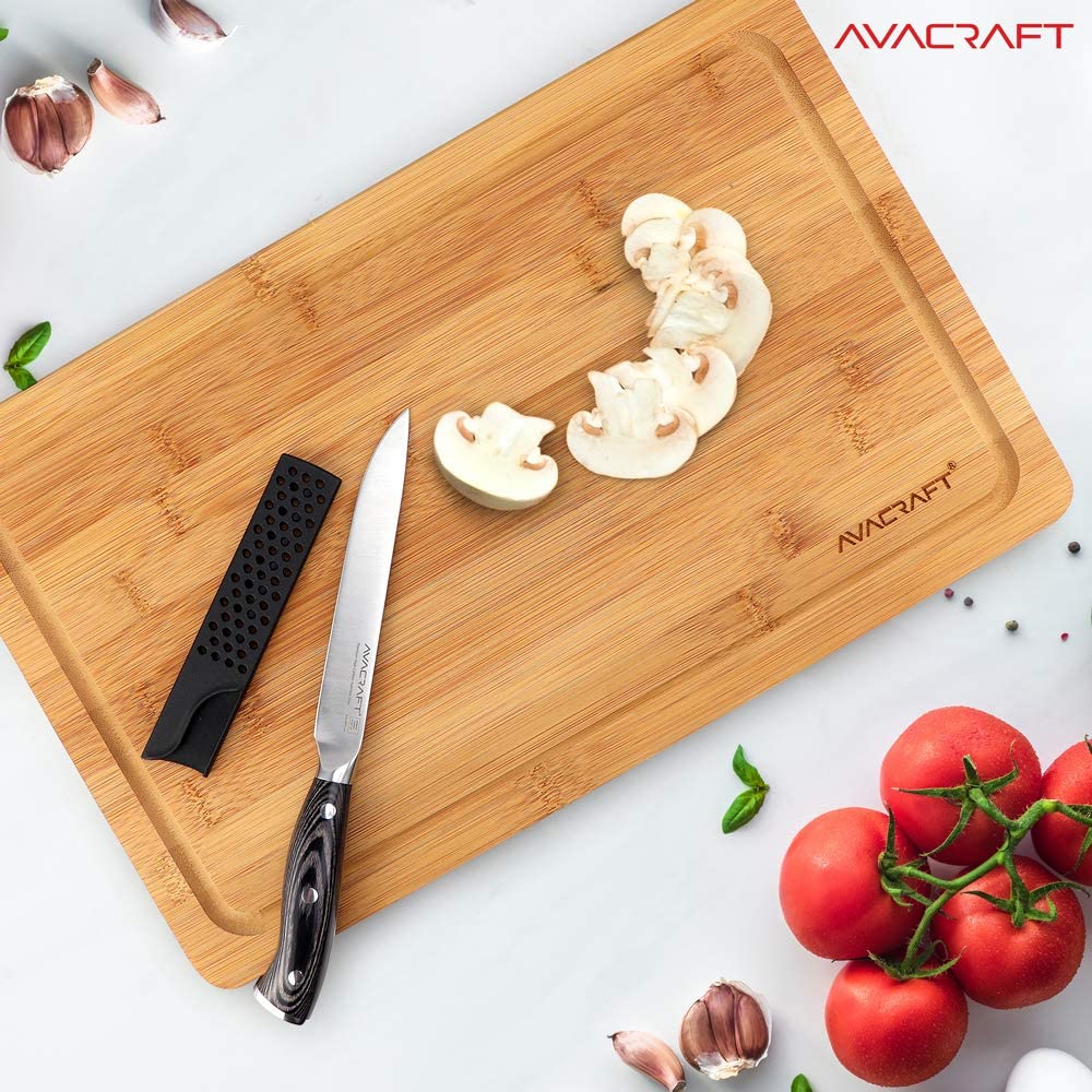 AVACRAFT Kitchen Utility Knife, High Carbon German 1.4116 Stainless Steel, Ergonomic Wooden Handle, Razor Sharp, 5inch Knife with Custom Storage Case
