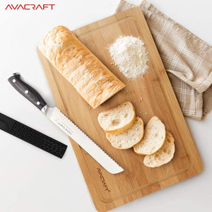 AVACRAFT Bread Knife, High Carbon German 1.4116 Stainless Steel Serrated Knife, Ergonomic Wood Handle, Razor Sharp, 8 inch with Custom Storage Cover