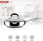 Load image into Gallery viewer, AVACRAFT 18/10 Stainless Steel Frying Pan with Lid and Side Spouts (Five-Ply Capsule Bottom, 8 Inch)
