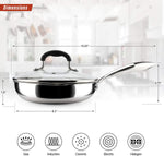 Load image into Gallery viewer, AVACRAFT 18/10 Tri-Ply Stainless Steel Frying Pan with Lid, Side Spouts, Stay Cool Handle (Tri-Ply Full Body, 8 Inch)
