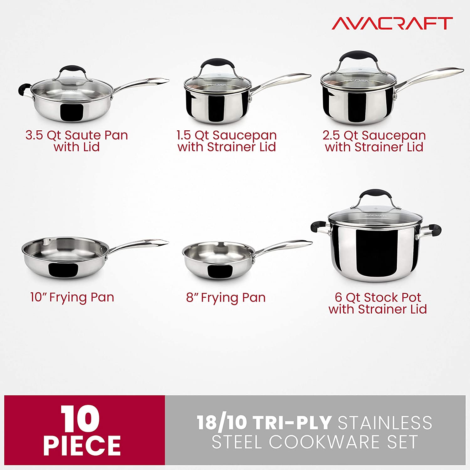  AVACRAFT Premium Ceramic Non Stick Cookware Set, 100% PFOA,  PTFE Toxin Free, Best Nonstick Pots and Pans Set, Multi-Ply Body Ceramic Pan  Set, 10-Piece Sets: Home & Kitchen