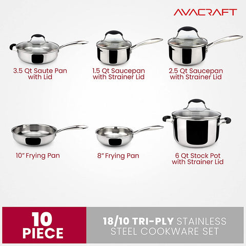 Multiclad Pots and Pans Set, 10-Piece Cookware Set