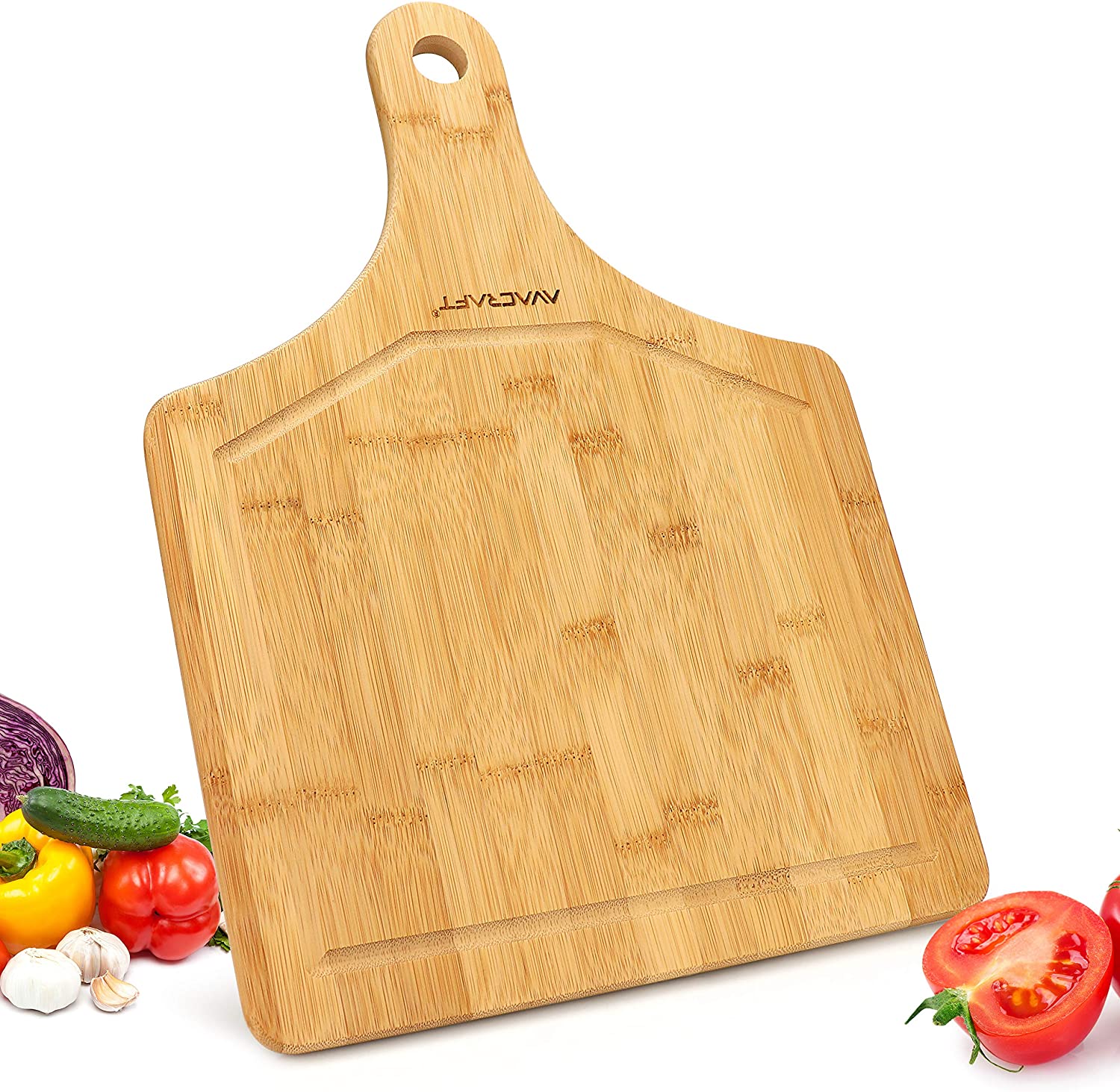 AVACRAFT Large Organic Bamboo Cutting Board, Large Cutting Board for Kitchen, Best Chopping Board for Vegetables, Meat, Cheese, Butcher Block. Ideal