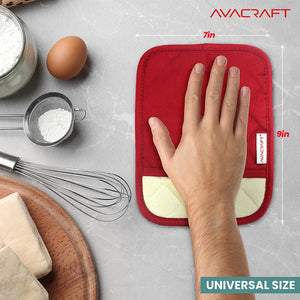 AVACRAFT Oven Mitts Pair, Flexible, 100% Cotton with Unique Heat Resistant  Food Grade Silicone, Thick Terry Cloth Interior, 500 F Heat Resistant (Red