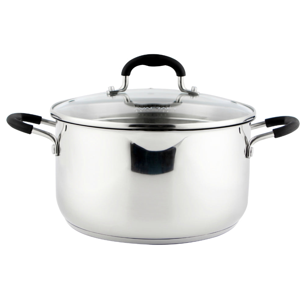 CookCraft 8 QT Stock Pot with Glass Latch Lid –