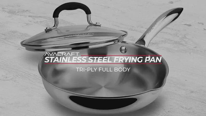 送料無料】AVACRAFT 18/10 Tri-Ply Stainless Steel Frying Pan with