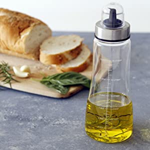 AVACRAFT Glass Oil Dispenser, Modern Olive Oil Dispenser Bottle, Measurement Marks, Oil and Vinegar Dispenser, 14.2 Oz (OC1)